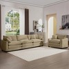Mid-Century Modern 2-Piece Sofa Set, 3-Seater and Single-Seater, Corduroy with Arm and Throw Pillows - 3 of 4