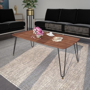 LeisureMod Elmwood 47" Wood Coffee Table with Metal Legs - Modern Rectangular Design, Perfect for Living Rooms - 1 of 4