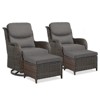 POCASSY 4 Piece Patio Furniture Set with Swivel Chairs and Ottomans, High Back Deep Seat Cushioned Wicker Swivel Patio Chairs Set of 2 with Ottoman - 4 of 4