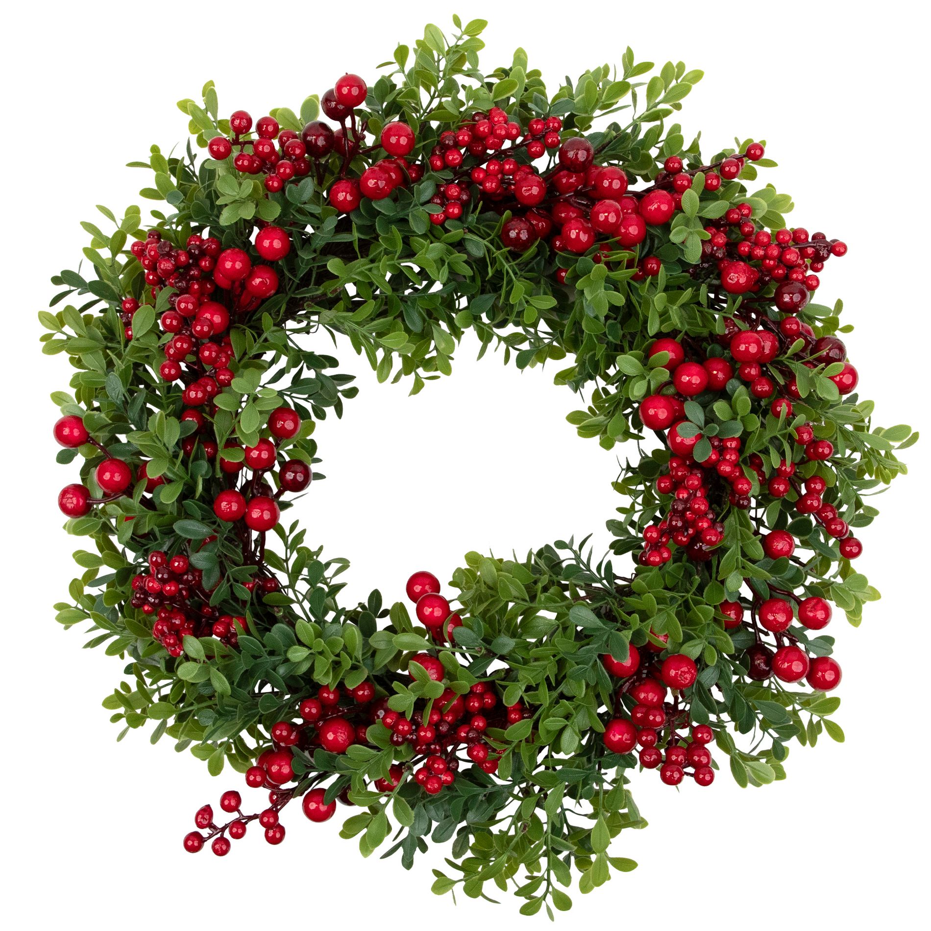 Northlight Red Berry and Boxwood Artificial Christmas Wreath - 20" - Unlit