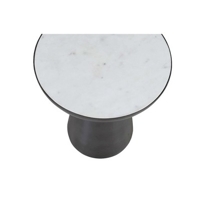 Modern Black and White Marble Iron Round Pedestal End Table