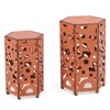 VisioGear Patio End Tables, 2-pcs Patio End Tables, Hexagon Pedestal Design for Balcony Porch Pool, Orange, 14.25"*12.5"*22" - 4 of 4