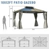 10'x12' Outdoor Gazebo with Double-Layer Polycarbonate Roof,Curtains and Netting, Heavy Duty Aluminum Patio Garden Shelter-Cuddlewood - 4 of 4