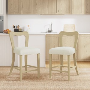 Christopher Knight Home Imamu Rubberwood Upholstered Counter Stools with Curved Open Back (Set of 2) - 1 of 4