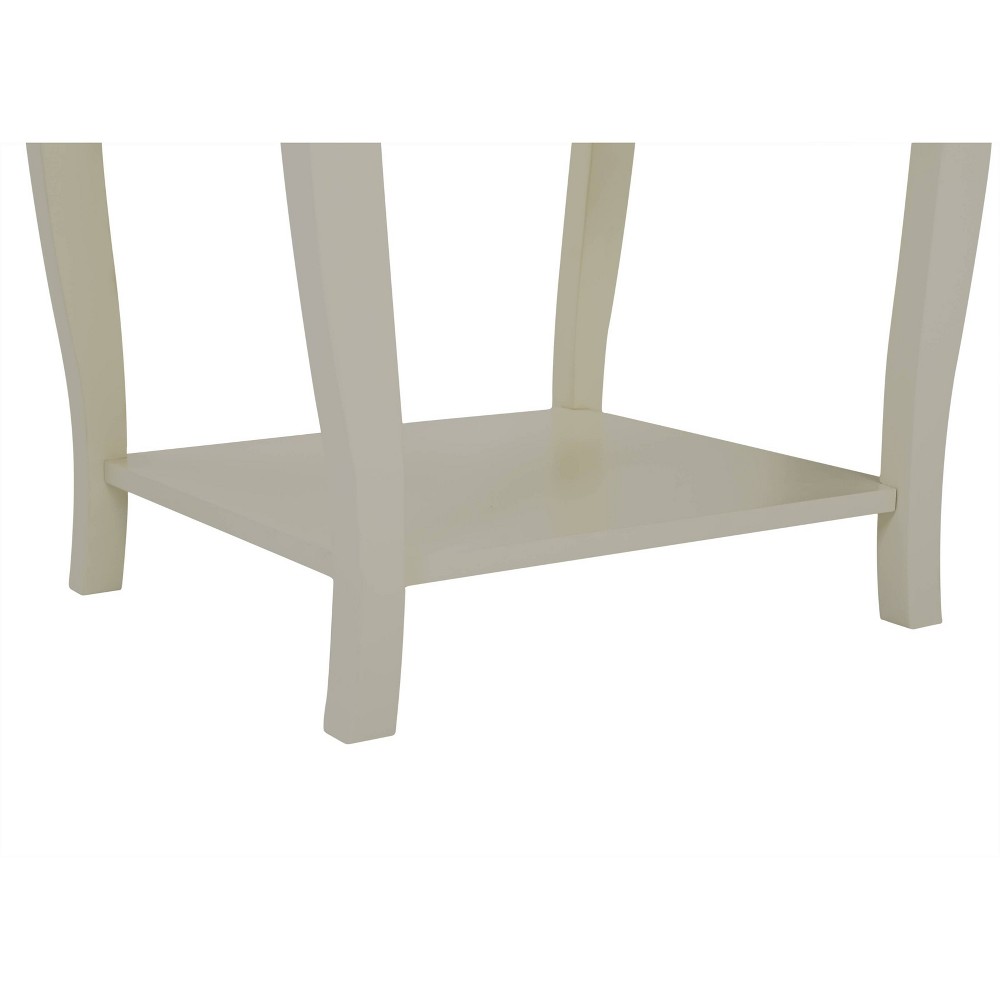 Photos - Dining Table Aurora Solid Wood 2-Shelf Side Table Off-White - Powell