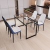 NicBex 51" Dining Table Set for 4 Modern Rectangular Tempered Glass Table with 4 PU Chairs for Dining Room, Gray - 3 of 4