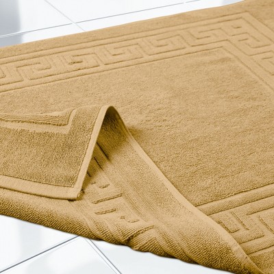 Toast Cotton Absorbent Bath Mat Set with Meander Border, 22" x 35"