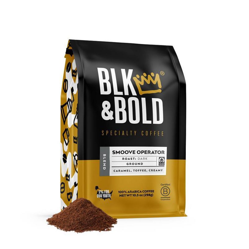 BLK &#38; Bold Smoove Operator Blend, Dark Roast Ground Coffee - 10.5oz, 5 of 10