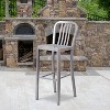Emma and Oliver Commercial Grade 30"H Colorful Metal Indoor-Outdoor Vertical Slat Back Barstool - 2 of 4