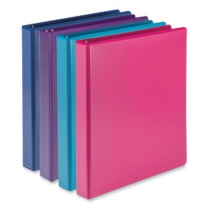 Samsill Durable D-Ring View Binders, 3 Rings, 1" Capacity, 11 x 8.5, Blueberry/Blue Coconut/Dragonfruit/Purple, 4/Pack - 1 of 4