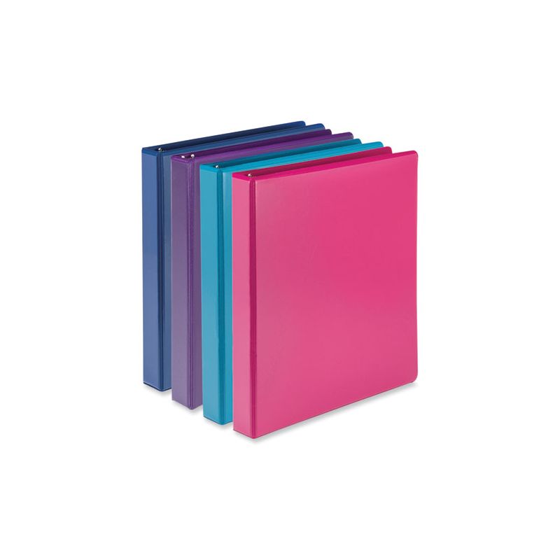 Samsill Durable D-Ring View Binders, 3 Rings, 1" Capacity, 11 x 8.5, Blueberry/Blue Coconut/Dragonfruit/Purple, 4/Pack, 1 of 6