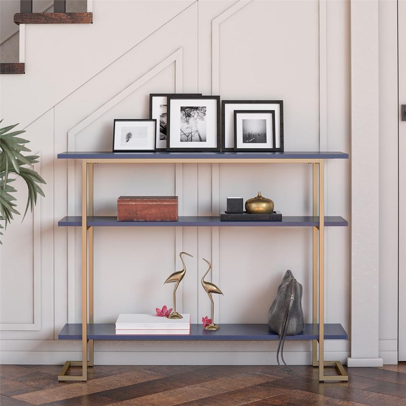 RealRooms Olten Console Sofa Table with 3 Open Shelves and Gold Metal Frame, 3 of 5