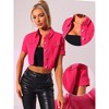 INSPIRE CHIC Women's Casual Short Sleeves Crop Denim Jacket - 2 of 4
