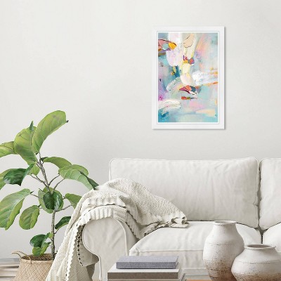15" x 21" Colorful Abstract Paint Framed Wall Art Print Blue - Wynwood Studio: Modern Style, Digital Art, Vertical Orientation