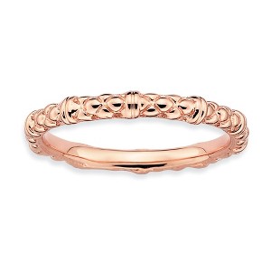 Black Bow Jewelry 2.25mm Stackable 14K Rose Gold Plated Silver Popcorn Band - 1 of 4