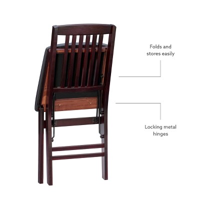 Espresso Finish Mission Back Faux Leather Folding Chair Set