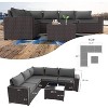 ALAULM Outdoor Patio Furniture Set Outdoor Sectional Rattan Sofa Set Brown Manual Wicker Patio Conversation Set with Cushions - 4 of 4