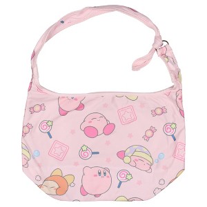 Kirby Pink Puffball Character And Snack Shoulder Crossbody Hobo Bag - 1 of 4