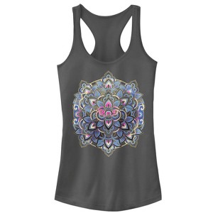 Juniors Womens CHIN UP Paisley Mandala Racerback Tank Top - 1 of 3