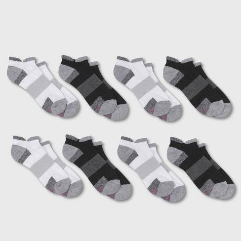 Hanes Performance Women's Extended Size Cushioned 6+2 Bonus Pack Heel Shield  Athletic Socks - Black/Gray/White 8-12 : Target