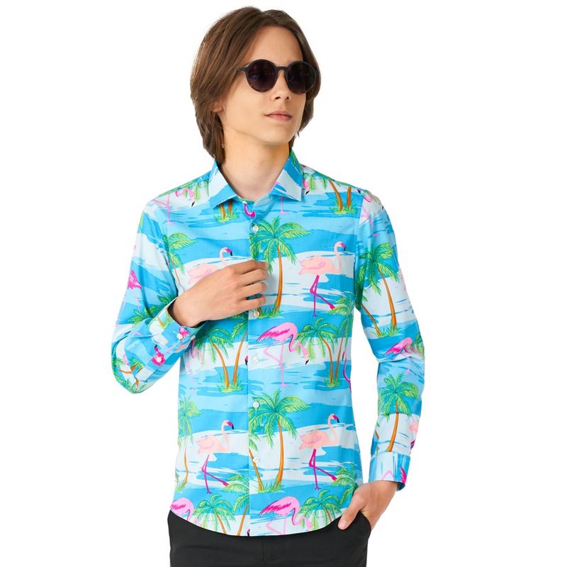 OppoSuits Teen Boys Shirt - Flaminguy - Multicolor, 1 of 6