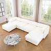 DOMETOUR Modular U Shaped Sectional Sofa with Storage Ottoman, Deep Seat, Cylindrical Backrest, Armrests, White - 3 of 4
