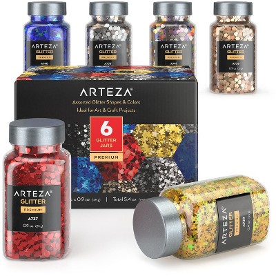 Arteza Glitter Embellishment, 1oz, Shapes - 6 Pack