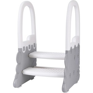 Foldable Step Stool for Bathroom Sink, Toddler Adjustable 2 Steps Stool with Handles, Kids Step Stool for Kitchen Counter, Toilet Potty Training - 1 of 4