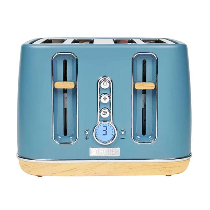 Haden Dorchester 4 Slice Wide Slot Bread and Bagel Retro Toaster with Removable Crumb Tray and Variable Browning Control, Stone Blue, 2 of 7