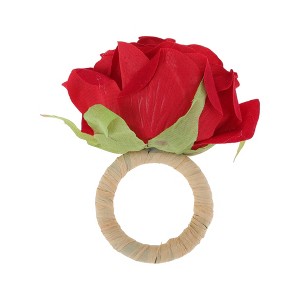 Unique Bargains Napkin Rings Simulated Rose Plastic 1 Pc - 1 of 3