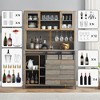 70'' Tall Coffee Bar Cabinet, Freestanding Kitchen Pantry Cabinet with Wine & Glass Rack, Wood Kitchen Hutch Storage for Kitchen Living Room - 3 of 4