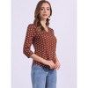 INSPIRE CHIC Women's Polka Dots 3/4 Sleeve Casual Button Front Shirt - 3 of 4