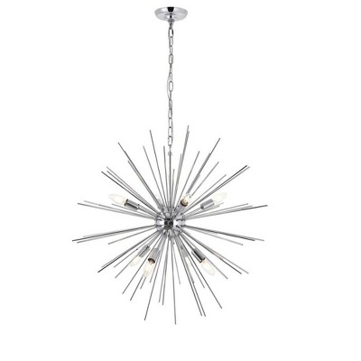 Chrome Finish Modern Globe Pendant Light with 8 Bulbs