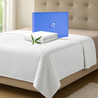 Kickoff 300 Thread Count 100% Organic Bamboo Viscose Flat Sheet Only, Extra Wide, Cooling & Breathable, Double Stitching, Bedding Sheet