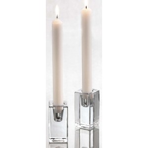 tagltd Chunky Decorative Clear Glass Sqaure Taper Candle Holder 1.5L x 1.5W x 3.13H Each Sold Separate - 1 of 3