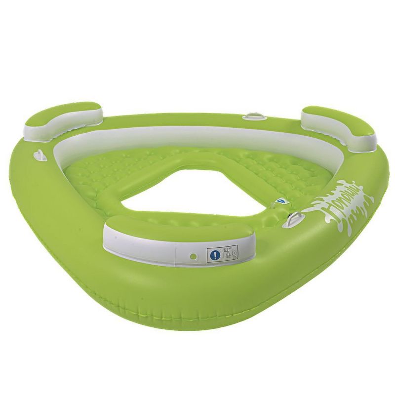Pool Central 76" Triangular Inflatable "Honolulu" 3-Person Swimming Pool Lounge - Green/White, 1 of 2