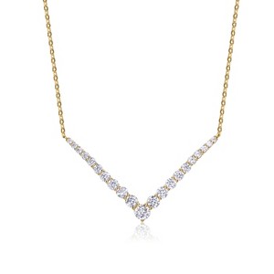 Guili 14K Yellow Gold-Plated Sterling Silver Necklace with Cubic Zirconia Cluster Chevron Pendant, Sleek and Perfect for Modern Layering - 1 of 3