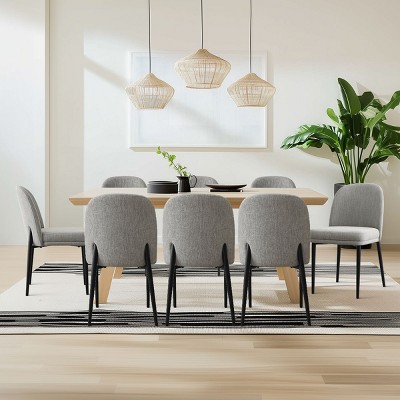 Set of 8 Upholstered Dining Chairs, Modern Linen Dining Room Chairs with Metal Legs, Armless Padded Seat for Kitchen & Dining Table-Maison Boucle