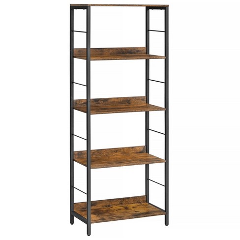 Vasagle 5-tier Bookshelf Bookcase Shelving Unit With Back Panels Rustic ...