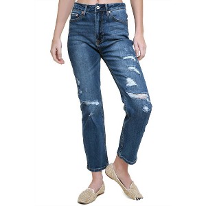 Women's Distressed High Waist Straight Leg Jean - umgee - 1 of 3