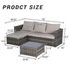 3-Pieces Outdoor Patio L-Shaped Sectional Sofa Set with Glass Coffee Table - 4 of 4