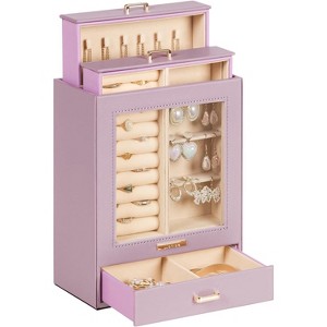 Jewelry Box for Women & Girls, White and Gold Organizer with Storage for Necklaces, Rings, Earrings & Bracelets - 1 of 4