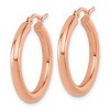 Black Bow Jewelry 3mm Round Hoop Earrings in 14k Rose Gold, 26mm (1 Inch) - 2 of 4