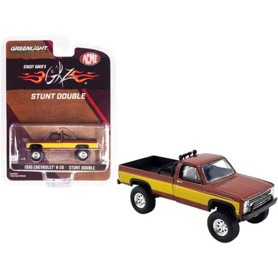 1986 Chevrolet K-20 Pickup Truck Brown Met. w/Gold Stripes Stacey David's Fall Guy 1/64 Diecast Model Car by Greenlight for ACME