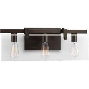 Progress Lighting Glayse 3-Light Bath Vanity, Antique Bronze, Beveled Glass Shade - 1 of 4