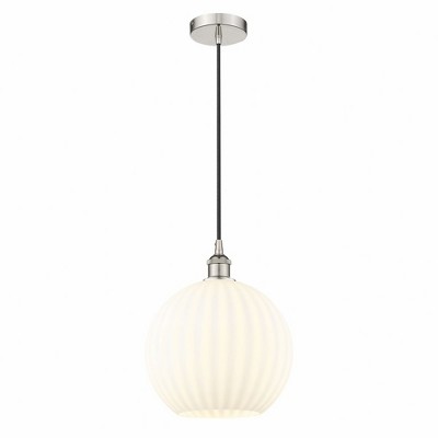 White Venetian - 1 Light Cord Hung Pendant In Modern Style-13.5 Inches Tall and 12 Inches Wide