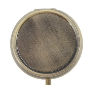 Unique Bargains Round Matte Pill Case Gold Tone 1 Pc - 1 of 4