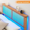 Rattan Full Size Bed Frame, Natural Rattan Headboard, with LED Lights, Under Bed Storage and Wooden Legs Support, Noise-Free, No Box Spring Needed - 4 of 4