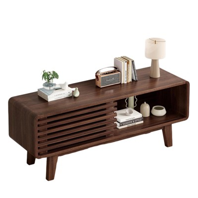 Fontoi TV Stands and Consoles, Mid-Century Modern TV Stand, Entertainment Center with Storage for Living Room Bedroom, Brown, 14.2"*17.8"*46"
