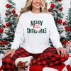 Merry Christmas Arched Glitter Santa - Womens Garment Dyed Long Sleeve - 3 of 3